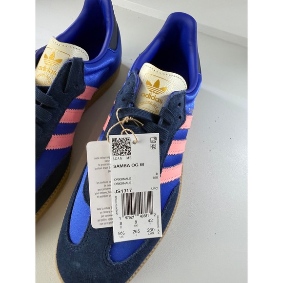 Adidas Samba OG Womens Satin Lucid Blue/Indigo Gum Sole Sneakers Size 9.5 NWB - Picture 4 of 9